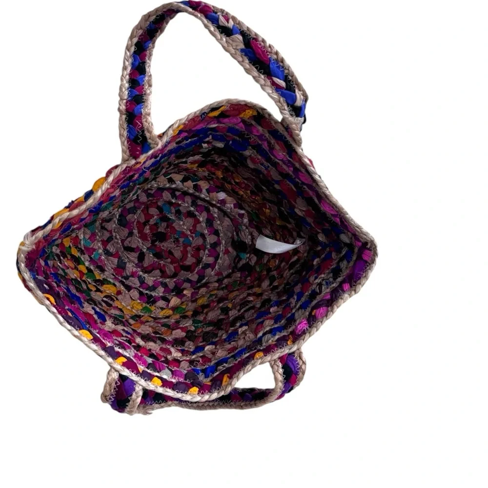 Sari and Jute Tote Bag Colorful & Large